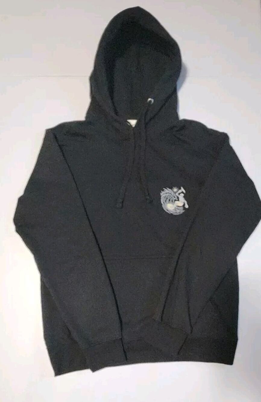 Call Your Mother Paradise Skeleton Surfing Sweater Hoodie Pullover Black Medium